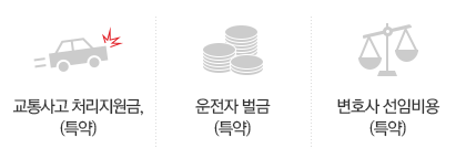 교통사고 처리지원금,(특약) 운전자 벌금(특약),변호사 선임비용(특약)